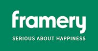 Framery logo slogan on green
