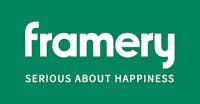 Framery logo slogan on green