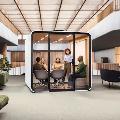 Framery six in open plan office meeting